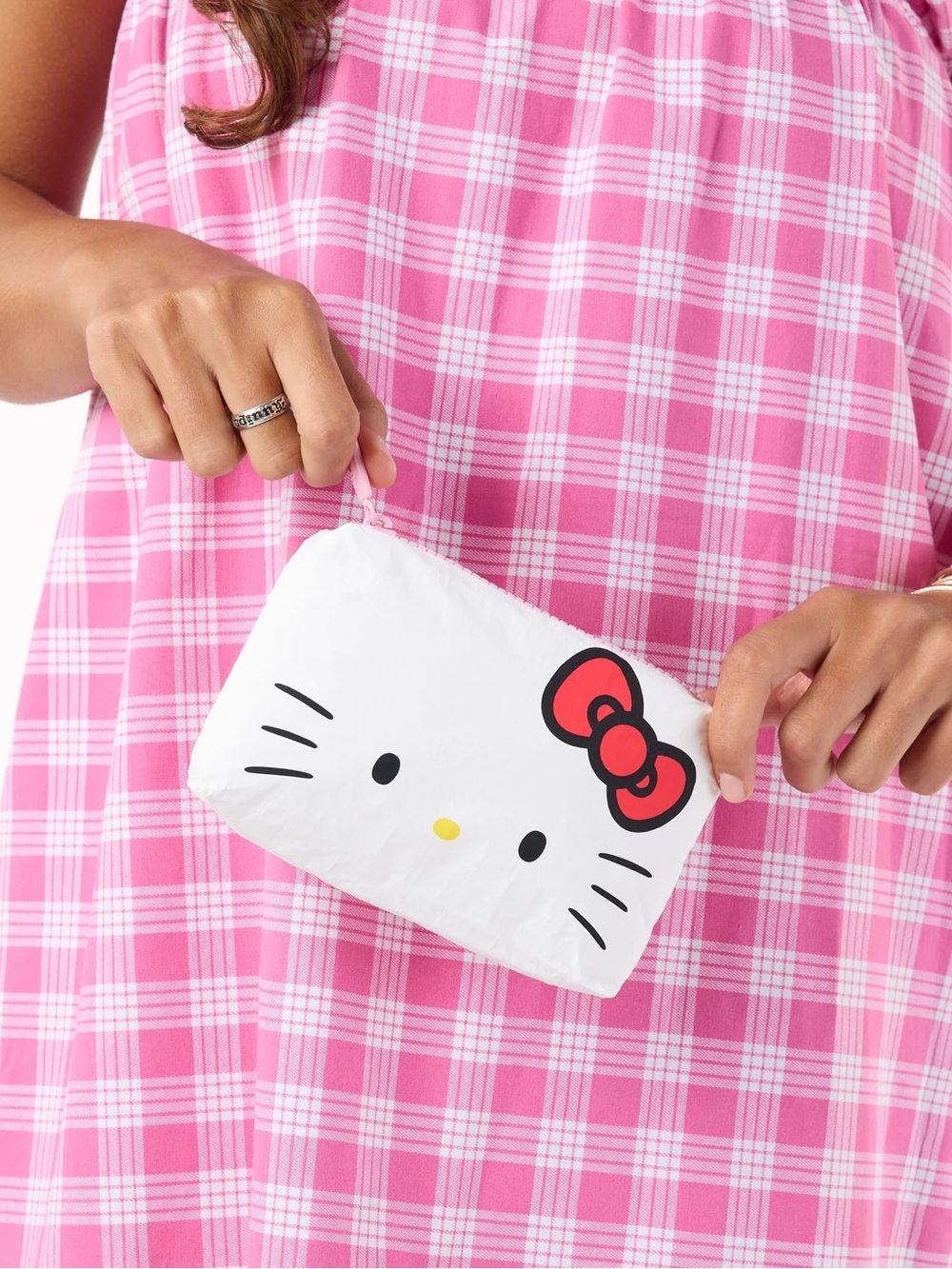 ALOHA Collection White Hello Kitty Face Mini Pouch